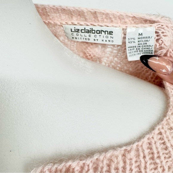 LIZ CLAIBORNE Vintage Mohair Hand Knit Popcorn Cable Cardigan Sweater M - Picture 5 of 7